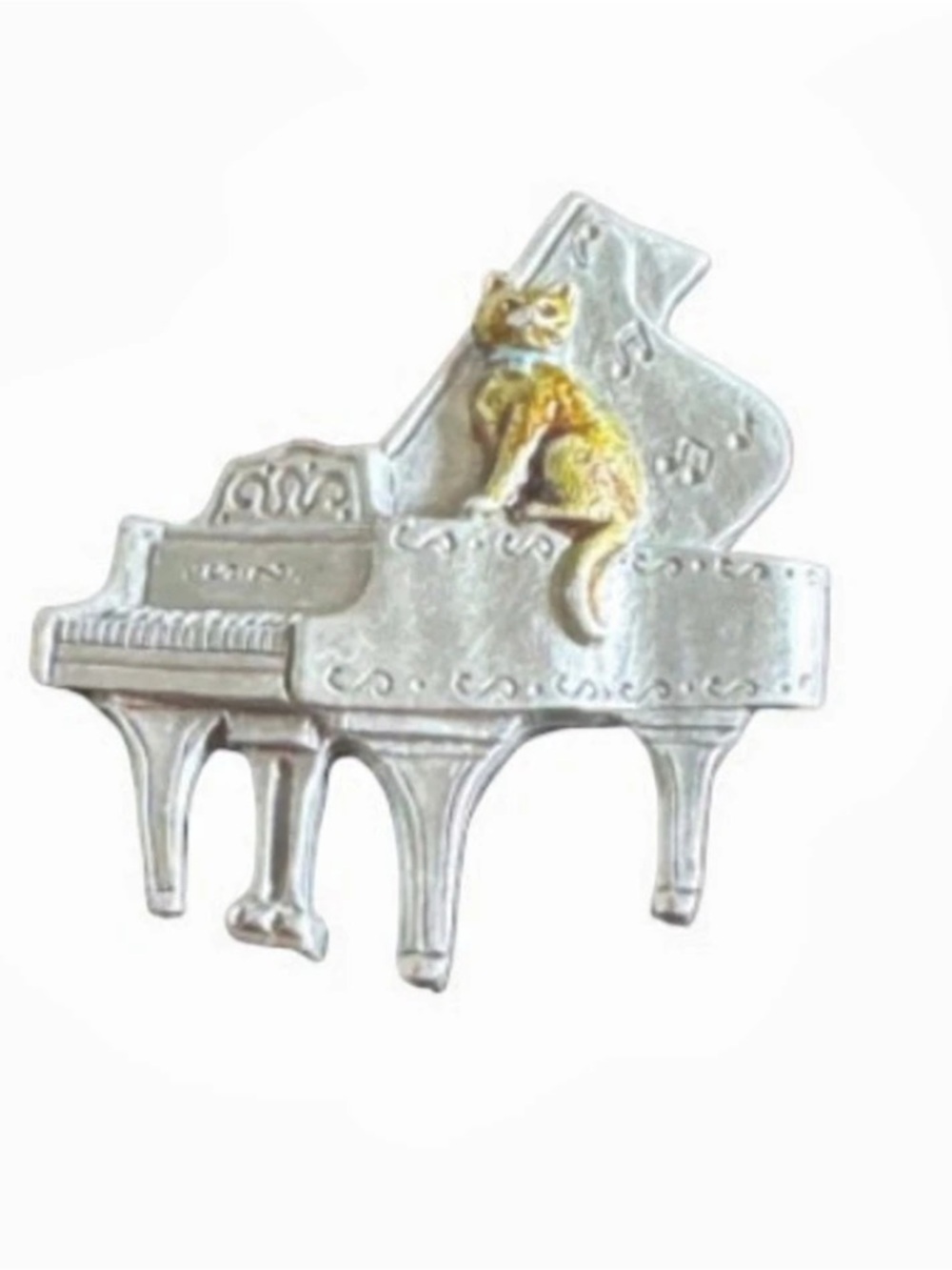 Pewter spoontique Piano Brooch in multi tone Vintage